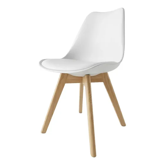 Silla Comedor Tulip Diseño Nordico Patas Madera Y Almohadon Color de la estructura de la silla Blanco Raitot