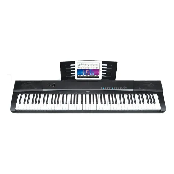 Teclado Piano Eléctrico Meike Mk 885 88 Teclas Negro con Pedal y Atril