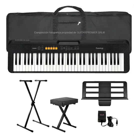 Teclado Organo Casio Ct-s200 + Funda Fuente Soporte - Plus Color Negro