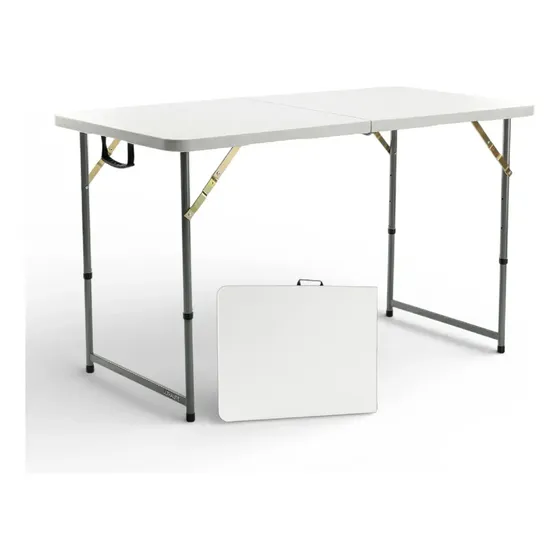 Mesa Plegable De Exterior 120cm Interior Para Jardin Camping Blanco