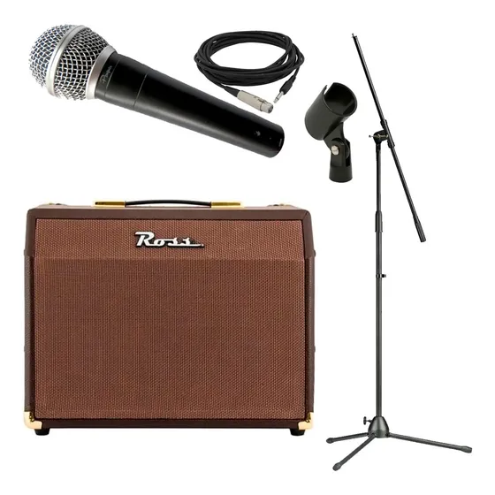 Combo Karaoke Microfono + Soprte + Cable + Amplificador