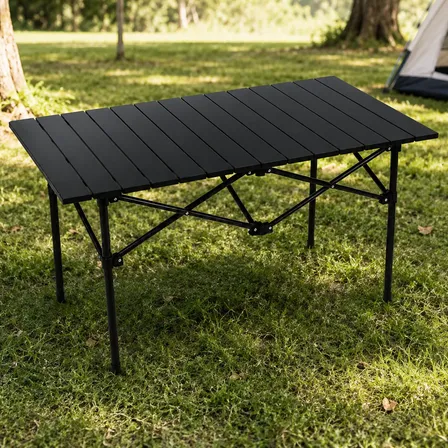 Mesa Plegable Camping Aluminio Con Funda 95x55x50 Cm Negra Negro