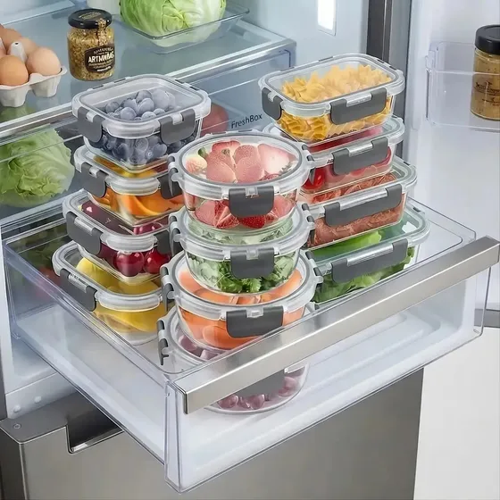 Pack de 12 Contenedores de Vidrio Herméticos para Alimentos, Aptos para Microondas y Horno