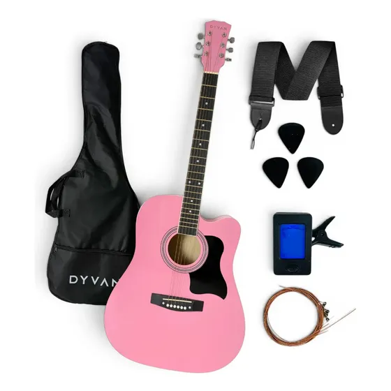 Guitarra Electroacustica Dyvan Para Diestro Con Accesorios Rosa 41 Pulgadas