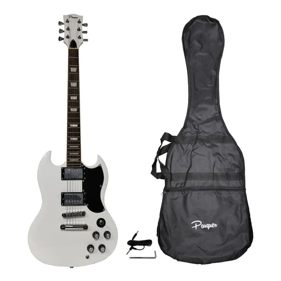 Guitarra eléctrica Parquer Custom SG de caoba 2019 blanca multicapa