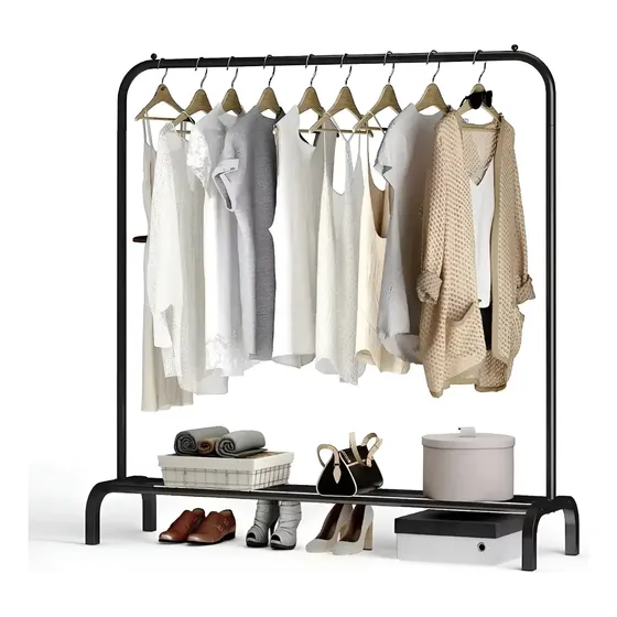 Perchero Barral Simple Metalico Exhibidor 150x110 Negro