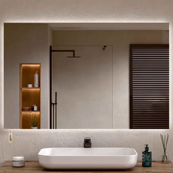 Espejo Luz Led De Pared Baño Rectangular Moderno 100x80 Cm