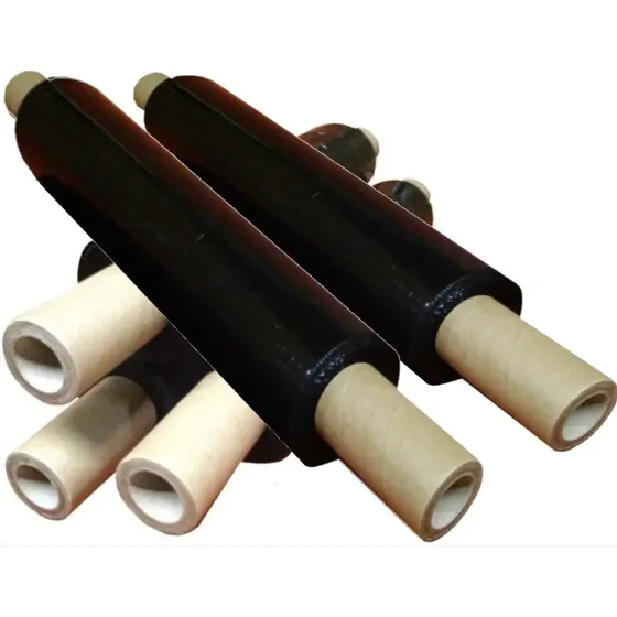 5 Rollos Film Stretch Con Mango Virgen Negro 50cm Reforzado