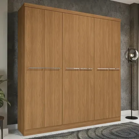 Placard Ropero Armario Kappesberg con 6 Puertas Batibles y 2 Cajones 202x212 Color Madera Canela