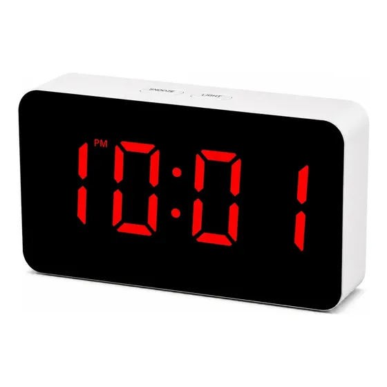 Reloj Despertador Pantalla Espejada Lcd Alarma Temperatura Rojo