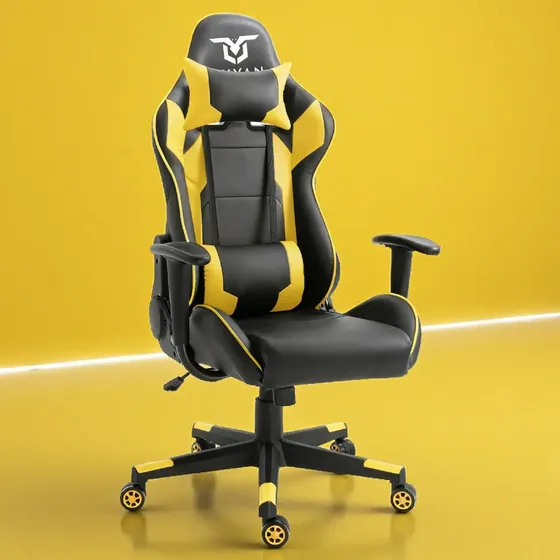 Silla Gamer Pc Dyvan R7 Ergonomica Reclinable De Escritorio Amarillo