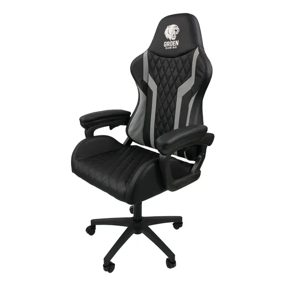 Silla Gamer Pc Gaming Sillon Ergonomico Nimbus Apoyabrazos Color Negro Y Gris Material Del Tapizado Cuero Sintético