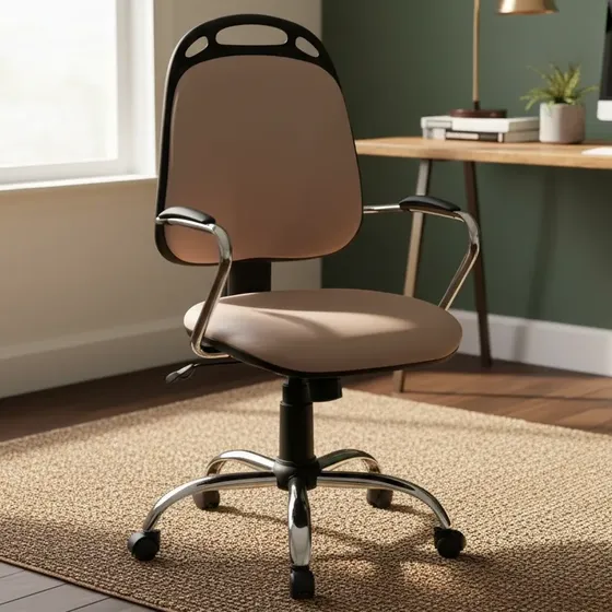 Silla De Escritorio Diva Basculante Cromada Giratoria Tela