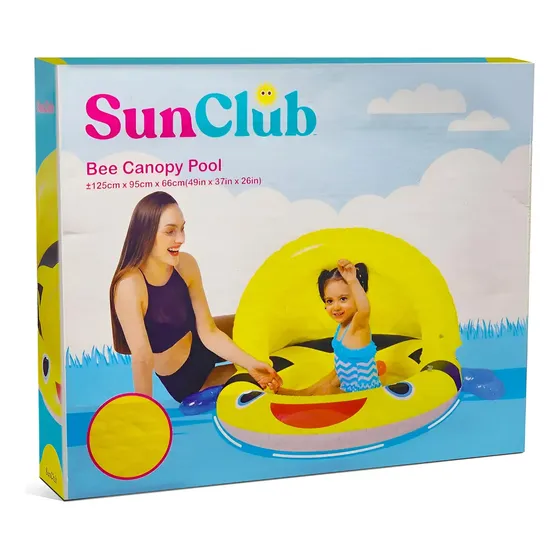 Pileta Inflable Bebé Con Techo Abejita 95x66 Cm Amarillo Sun Club