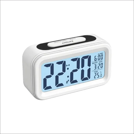 Reloj Despertador Digital Sensor Luz Alarma Temperatura color blanco