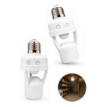 Pack X2 Portalámpara E27 Sensor Movimiento 360 Automático Blanco