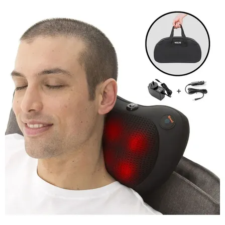 Masajeador Cervical Lumbar Pies Calor + Rodillos Wolke! Color Negro