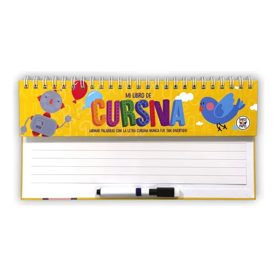 Libro Infantil Educativo Para Aprender Cursiva Reutilizable Anillado Barco De Papel
