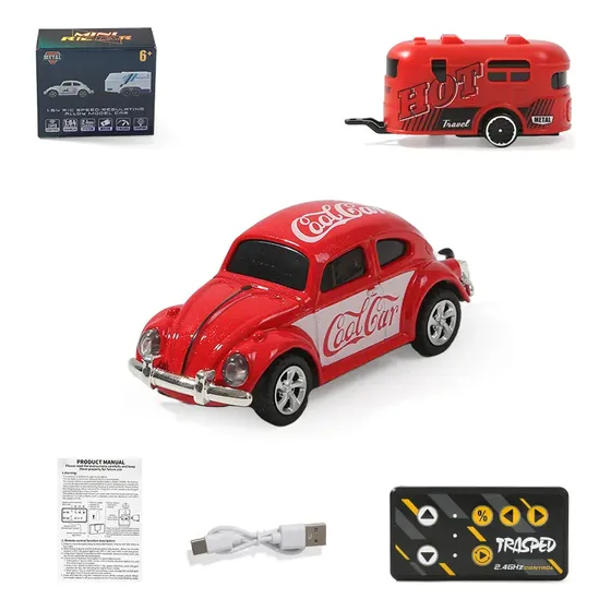 Auto Rc 1:64 Metálico Con Tráiler Recargable