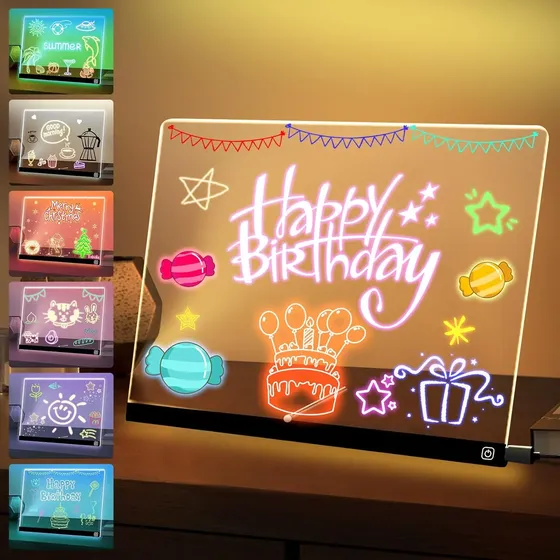 Tabla De Dibujo Led De 16 Pulgadas Con Soporte, 7 Colores