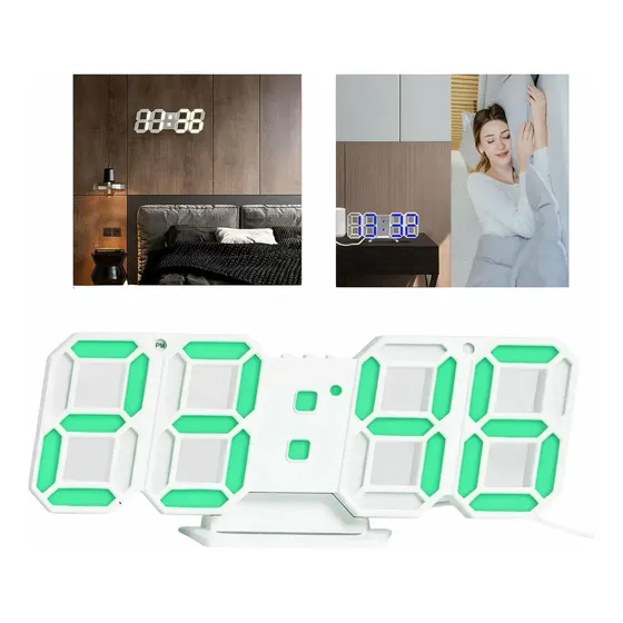 Reloj Digital 3d Led Aesthetic Con Alarma Y Usb Blanco