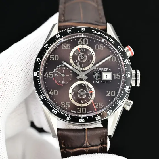 Reloj Taquimétrico Tag Heuer Carrera Calibre 1887 Con Esfera Marrón