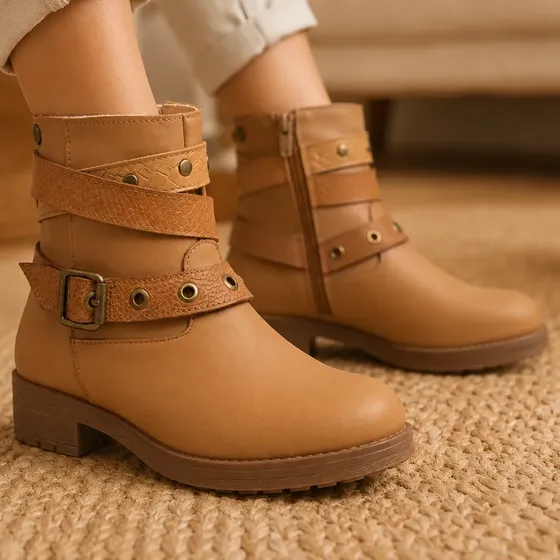 Botas Borcegos Mujer Cuero Citadina Pulseras Geraldina