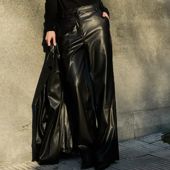 Pantalon Ecocuero Palazzo Sastrero Arene Mujer Naima
