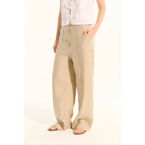 Pantalón Sastrero Wide Leg Lino Alforza Portsaid Ap364205