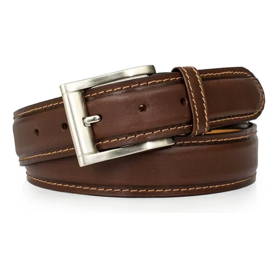 Cinturon Vestir Marron Hombre Cuero Briganti Casual Acc08289