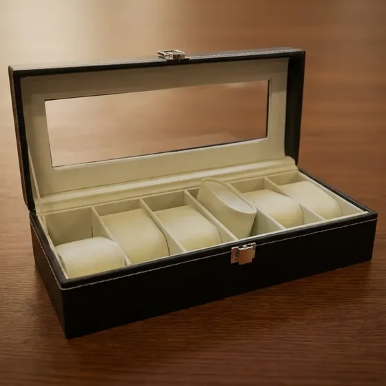 Estuche Relojes Mtl Organizador 6 Compartimentos Exhibidor