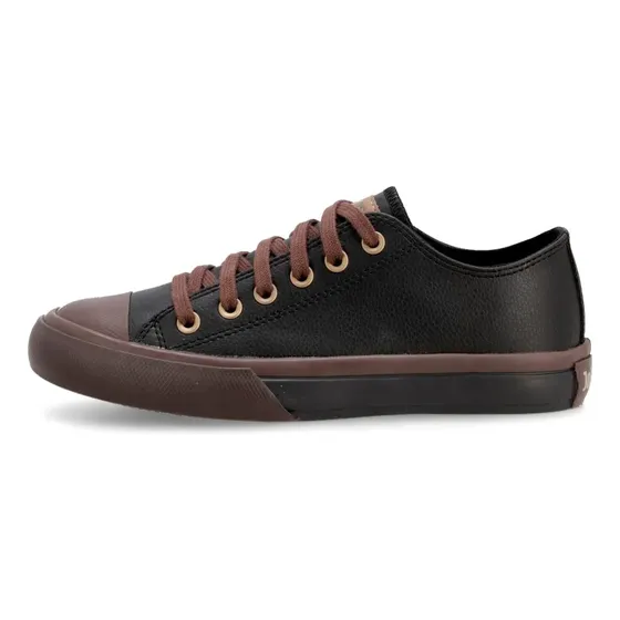 Zapatilla John Foos Eco Cuero Negro Marron Baja