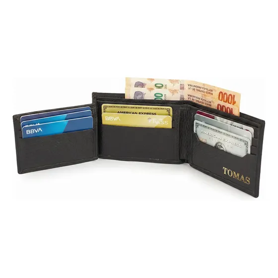 Billetera Hombre Cuero Liso Grabado Personalizado Briganti
