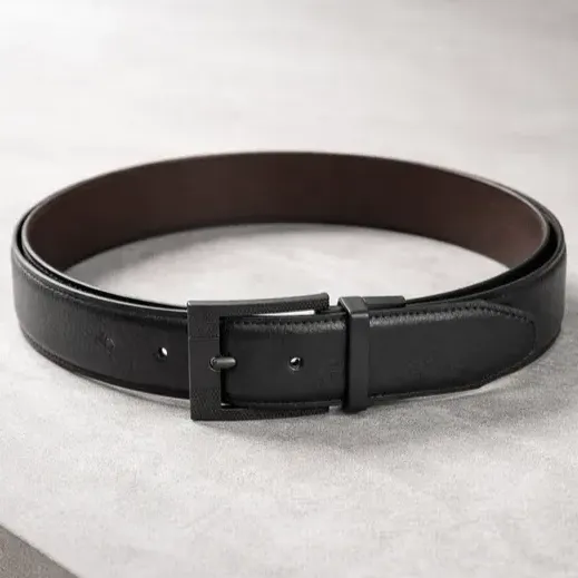 Cinturon Hombre Cuero Liso Hebilla Reversible Cinto Briganti