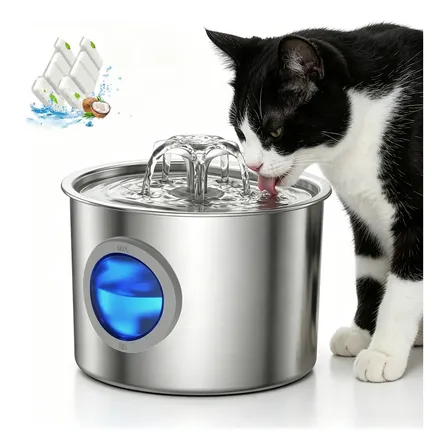 Bebedero Fuente Para Mascotas Acero 2 Filtros