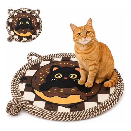Rascador Alfombra Para Gatos Antiestrés Con Pelota Marrón