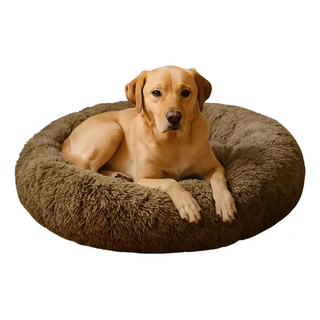 Cama Antiestrés Para Perro Nido Nórdico Cucha Peluda Moisés Marrón Oscuro Grande