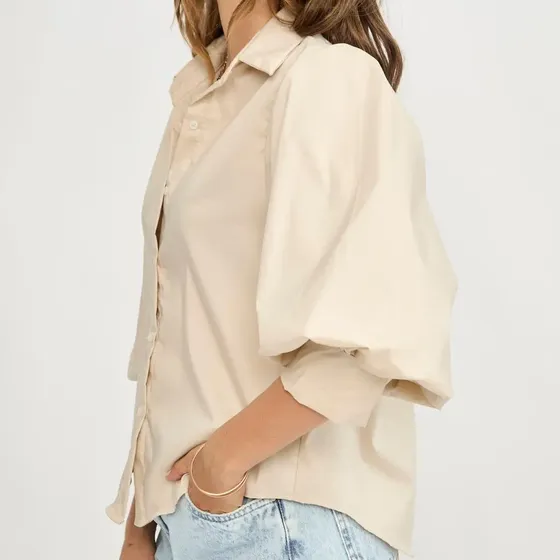 Camisa Manga Globo Poplin Mujer Jesse Uniongood
