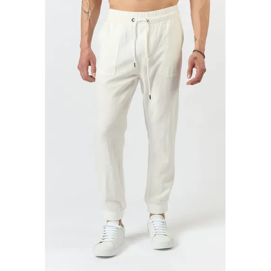 Pantalon De Lino Prestigio Blanco Tascani