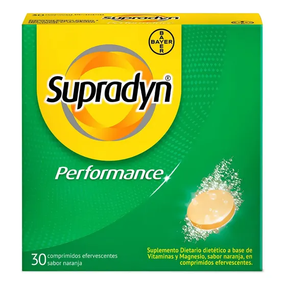 Vitamina B Bayer Supradyn Performance en comprimidos sabor Naranja de 30 unidades