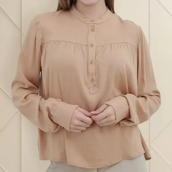 Blusa Lino Cuello Mao Brandon Mujer Nano