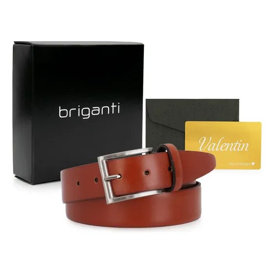 Pack Regalo Cinturon Cuero Hombre Cinto Elegante Briganti