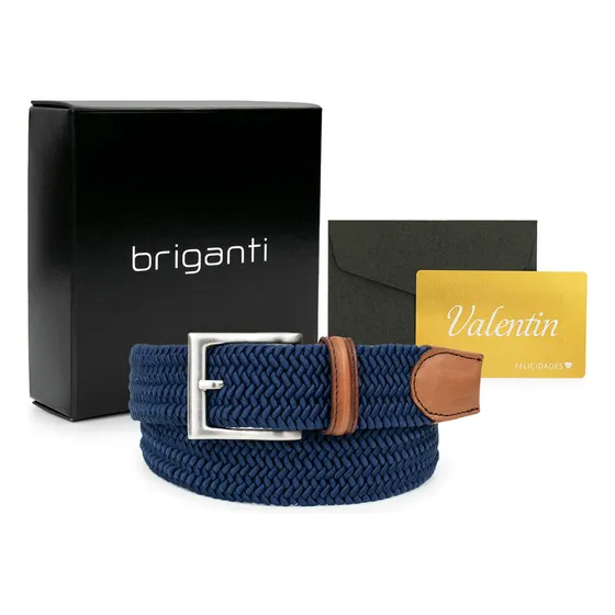 Pack Regalo Cinturon Hombre Cuero Ancho Tarjeta Briganti