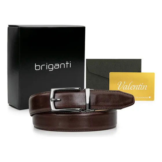 Pack Regalo Cinturon Cuero Hombre Tarjeta Formal Briganti