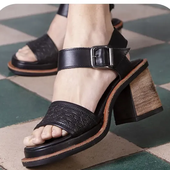 Sandalias De Cuero Vacuno Altas Mujer Plataforma Zhira Mex