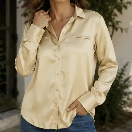 Camisa Razo Mujer Manga Larga Fina Elegante Customs Ba