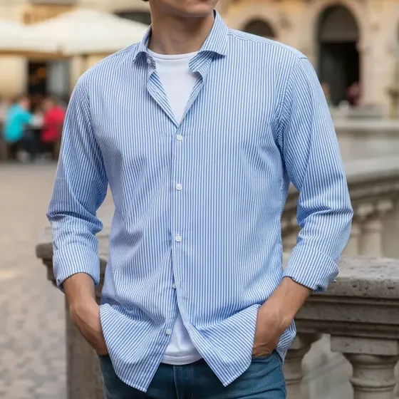 Camisa Hombre Rayada Skinny Yago Cero Es Tres