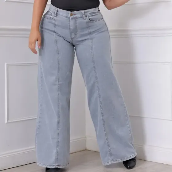 Pantalón Jeans Mujer Wide Rigido Lorena Curvy Not Another