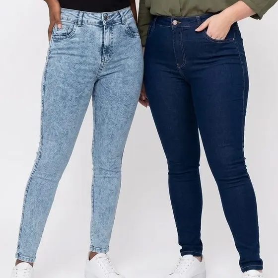 Jeans Chupin Pack X2  Elastizado Mujer Tiro Alto Muy Comodo