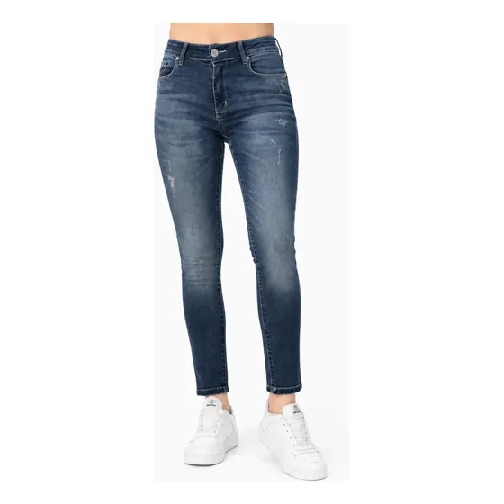 Pantalón Jean Mujer Tiro Alto Skinny Con Roturas Victoria